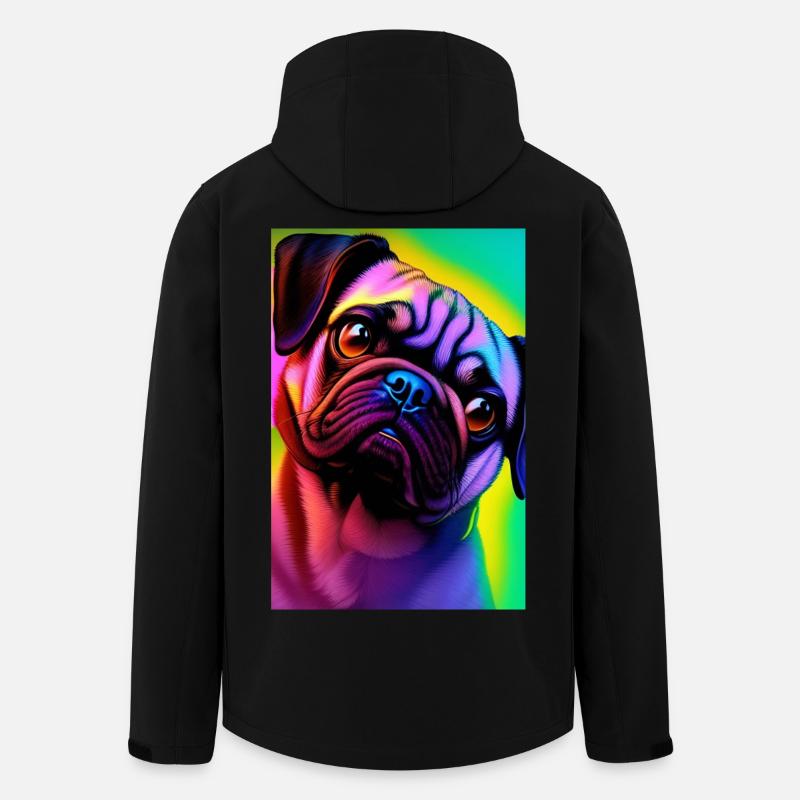 Mops Hund - Recycelte Männer Softshell-Jacke von Stanley/Stella - Schwarz