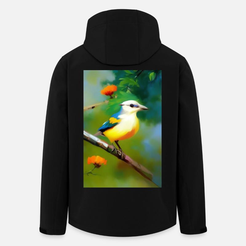 Oiseau sur branche avec fleurs - Veste softshell homme en polyester recyclé Stanley/Stella - noir
