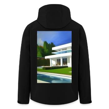 Villa blanche avec piscine - Veste softshell homme en polyester recyclé Stanley/Stella - noir - Dos - AI Model Male 185 light (185cm)