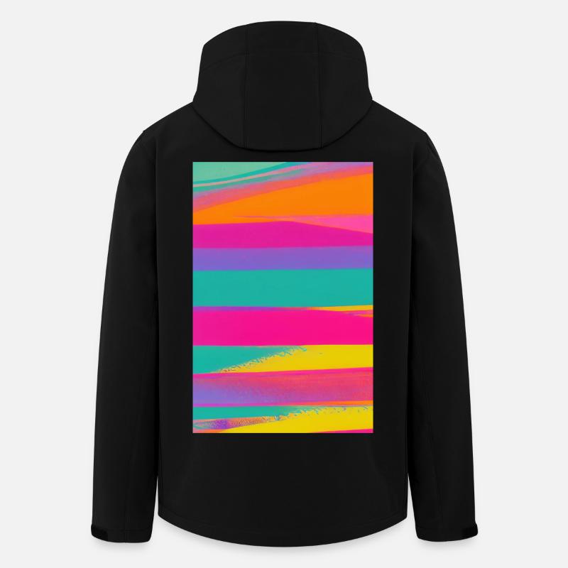 Retro Muster Bunt - Recycelte Männer Softshell-Jacke von Stanley/Stella - Schwarz