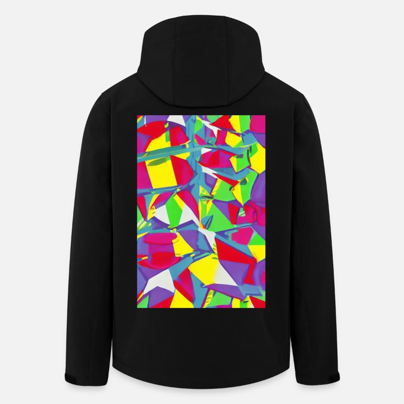 Retro Muster Bunt - Recycelte Männer Softshell-Jacke von Stanley/Stella - Schwarz