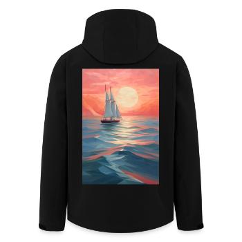 Paysage Maritime dans un style géométrique - Veste softshell homme en polyester recyclé Stanley/Stella - noir - Dos - AI Model Male 185 light (185cm)