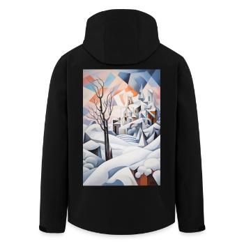 paysage enneigé dans un style géométrique - Veste softshell homme en polyester recyclé Stanley/Stella - noir - Dos - AI Model Male 185 light (185cm)