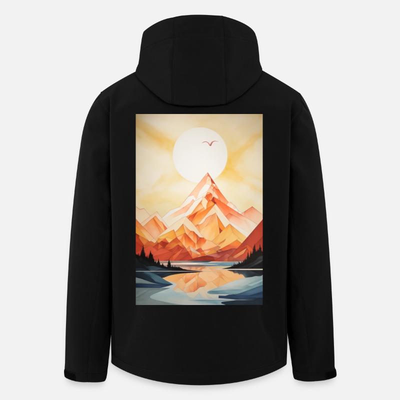 Paysage de Montagne avec coucher de soleil - Veste softshell homme en polyester recyclé Stanley/Stella - noir