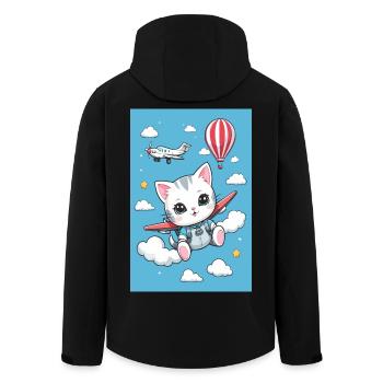 Süße Fliegende Katze - Recycelte Männer Softshell-Jacke von Stanley/Stella - Schwarz - Hinten - AI Model Male 185 light (185cm)