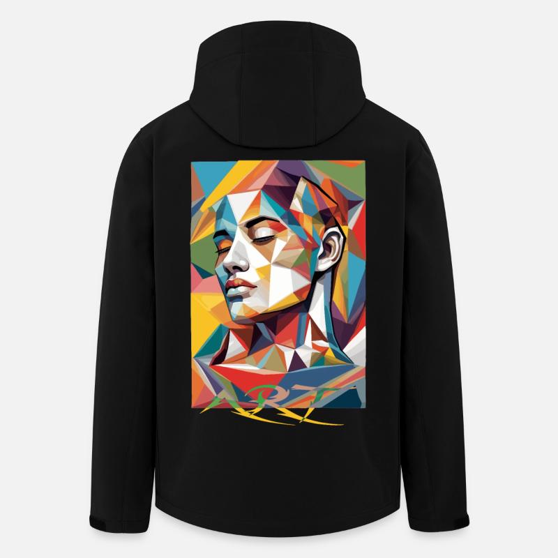 Moderne Gesichts Kunst - Recycelte Männer Softshell-Jacke von Stanley/Stella - Schwarz