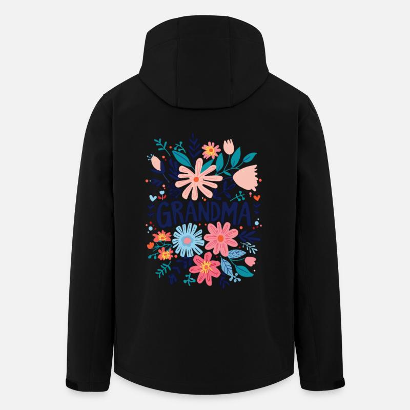 Oma Doodle Text mit bunten Blumen - Oma - Recycelte Männer Softshell-Jacke von Stanley/Stella - Schwarz
