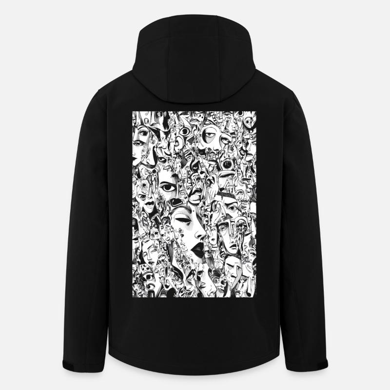 Masken-Mosaik: Gesichtskarussell - Recycelte Männer Softshell-Jacke von Stanley/Stella - Schwarz