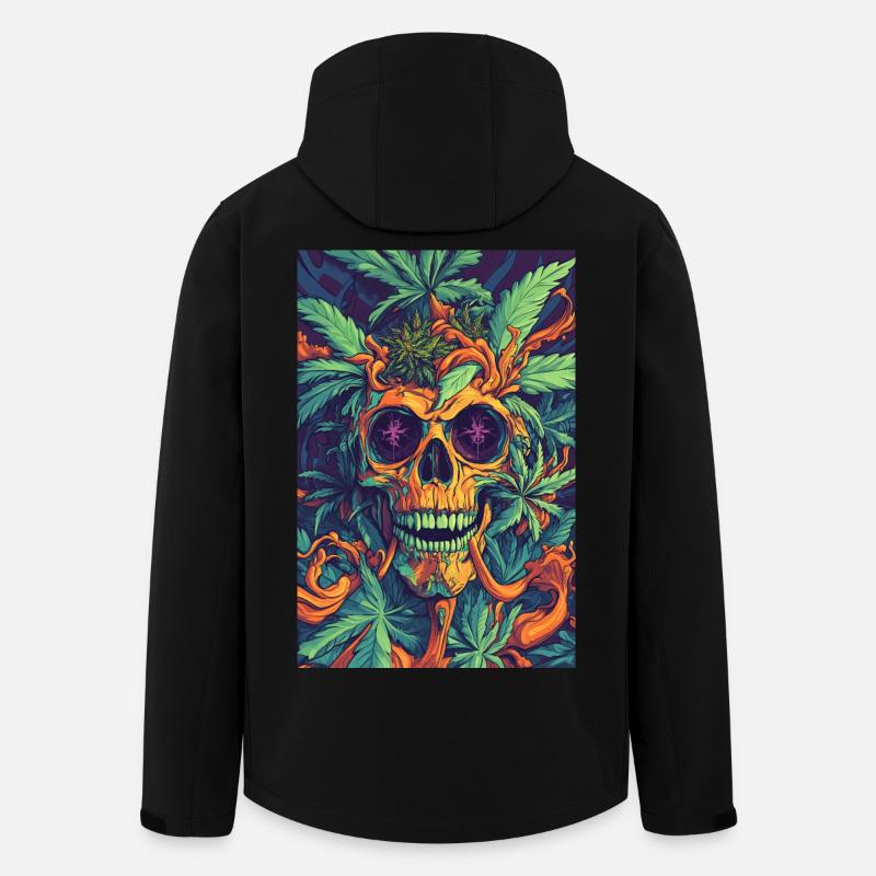 Skull with hemp leaves and flames - Men’s Recycled Softshell Jacket by Stanley/Stella - black