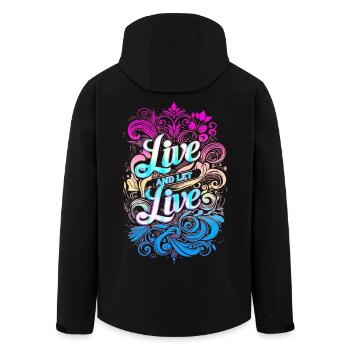 Live and Let Live - Vivre et laisser Vivre - Men’s Recycled Softshell Jacket by Stanley/Stella - black - Back - AI Model Male 185 light (185cm)