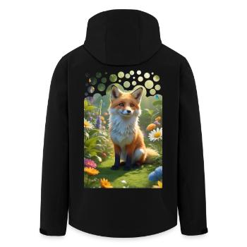 Frecher süßer Fuchs auf einer Wiese mit Blumen - Recycelte Männer Softshell-Jacke von Stanley/Stella - Schwarz - Hinten - AI Model Male 185 light (185cm)