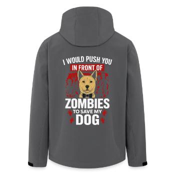 Ich würde dich vor Zombies retten – Hundeliebe - Recycelte Männer Softshell-Jacke von Stanley/Stella - Anthrazit - Hinten - AI Model Male 185 light (185cm)