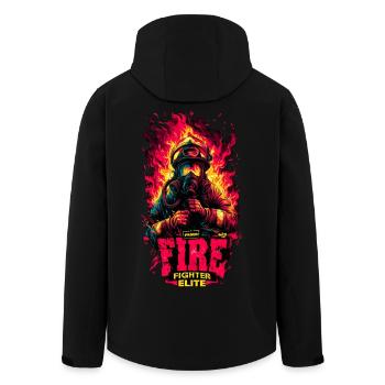 Fire Fighter Elite - Recycelte Männer Softshell-Jacke von Stanley/Stella - Schwarz - Hinten - AI Model Male 185 light (185cm)