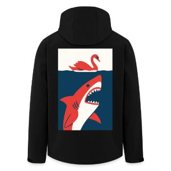 Schwan trifft Hai #2 - Recycelte Männer Softshell-Jacke von Stanley/Stella - Schwarz - Hinten - AI Model Male 185 light (185cm)
