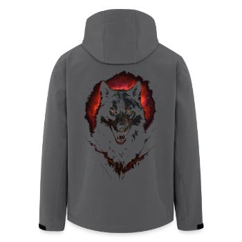 Dark Wolf Intense Night Creature Red Halo - Men’s Recycled Softshell Jacket by Stanley/Stella - anthracite - Back - AI Model Male 185 light (185cm)