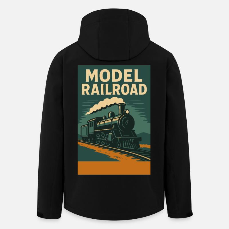 Model Train Illustration - Men’s Recycled Softshell Jacket by Stanley/Stella - black