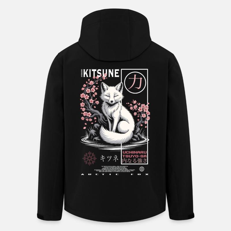 Kitsune Renard - Japonais Asiatique - Veste softshell homme en polyester recyclé Stanley/Stella - noir