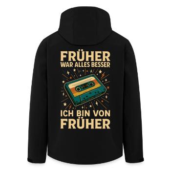 Retro Cassette Design for Nostalgia - Men’s Recycled Softshell Jacket by Stanley/Stella - black - Back - AI Model Male 185 light (185cm)