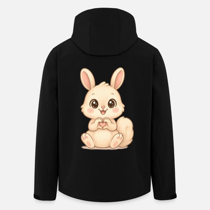 Süßer Hase mit Herzhänden - Recycelte Männer Softshell-Jacke von Stanley/Stella - Schwarz