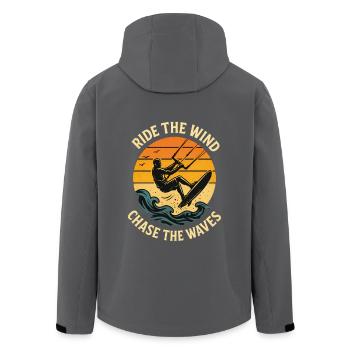 Kitesurf Lifestyle Vagues et vent Design - Veste softshell homme en polyester recyclé Stanley/Stella - noir - Dos - AI Model Male 185 light (185cm)