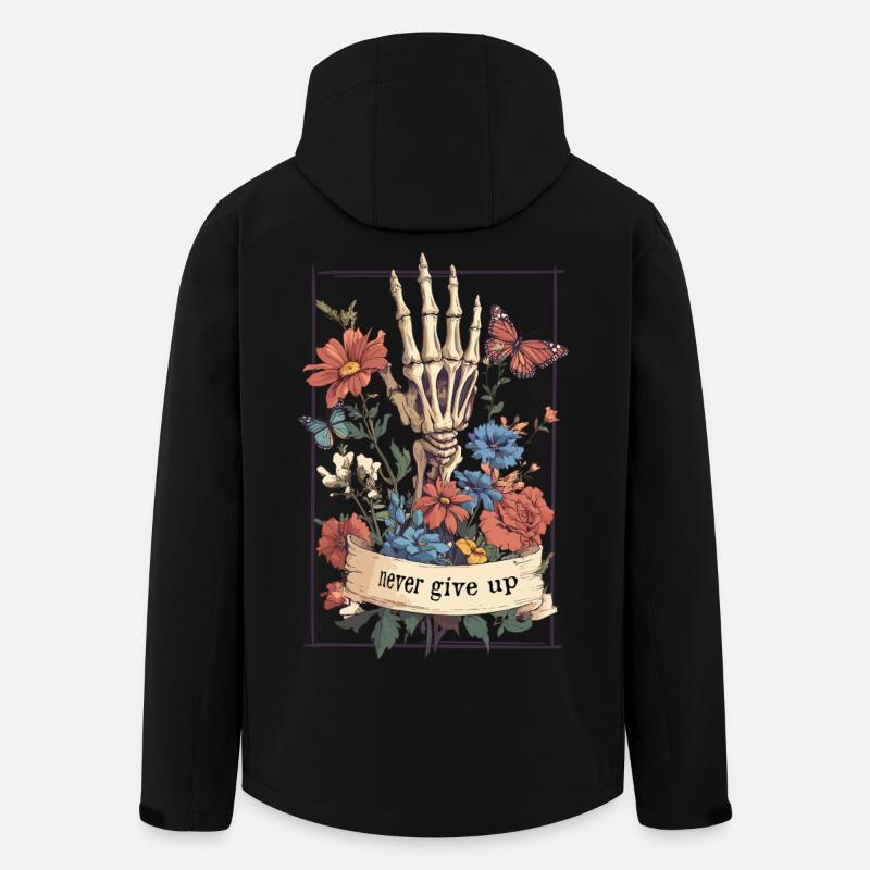 Squelette Fleurs Papillon - Veste softshell homme en polyester recyclé Stanley/Stella - noir