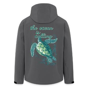 the ocean is calling - Sea Turtle - Men’s Recycled Softshell Jacket by Stanley/Stella - black - Back - AI Model Male 185 light (185cm)