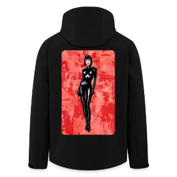 T-SHIRT LATEX NOIR BDSM PIN-UP STYLE DESIGN - Recycelte Männer Softshell-Jacke von Stanley/Stella - Schwarz - Hinten - AI Model Male 185 light (185cm)