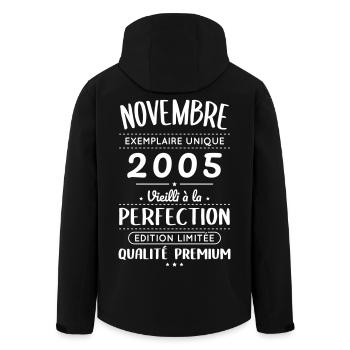 20th Anniversary - November 2005 Perfection - Men’s Recycled Softshell Jacket by Stanley/Stella - black - Back - AI Model Male 185 light (185cm)
