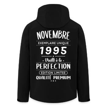 Anniversaire 30 ans - Novembre 1995 Perfection - Veste softshell homme en polyester recyclé Stanley/Stella - noir - Dos - AI Model Male 185 light (185cm)
