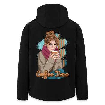 Zeit für den Kaffee - Recycelte Männer Softshell-Jacke von Stanley/Stella - Schwarz - Hinten - AI Model Male 185 light (185cm)