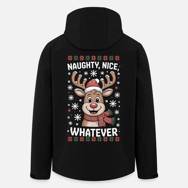 Naughty Nice Whatever Reindeer - Men’s Recycled Softshell Jacket by Stanley/Stella - black