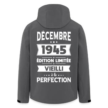 80th Birthday - December 1945 Perfection - Men’s Recycled Softshell Jacket by Stanley/Stella - black - Back - AI Model Male 185 light (185cm)