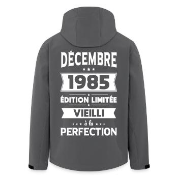 40th Birthday - December 1985 Perfection - Men’s Recycled Softshell Jacket by Stanley/Stella - black - Back - AI Model Male 185 light (185cm)