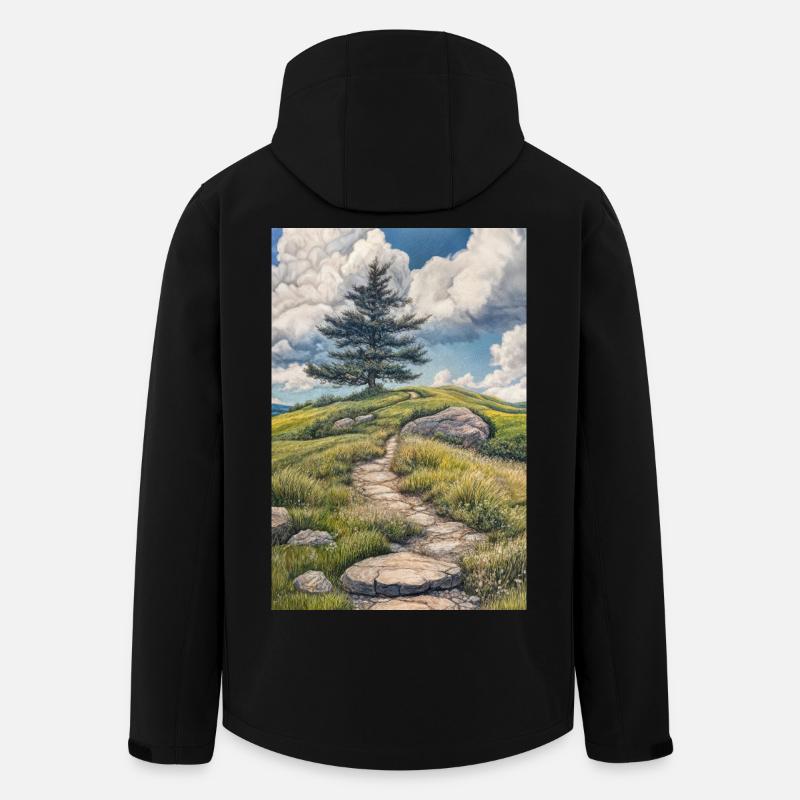 Illustration einer Naturlandschaft - Recycelte Männer Softshell-Jacke von Stanley/Stella - Schwarz