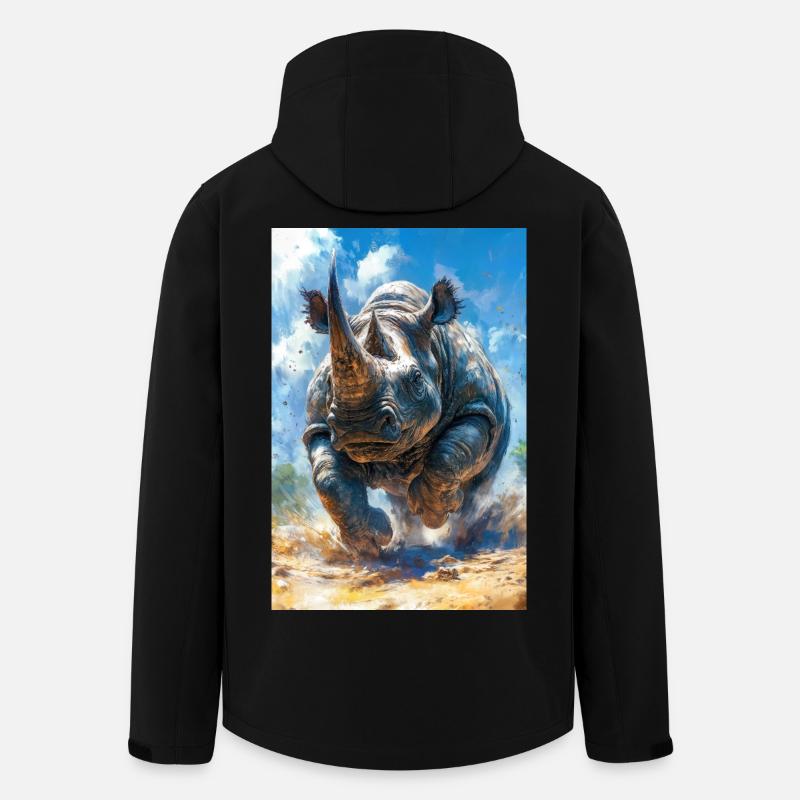 Illustration eines Nashorns - Recycelte Männer Softshell-Jacke von Stanley/Stella - Schwarz
