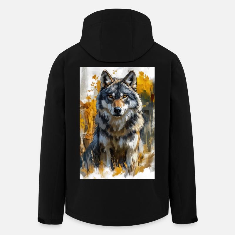 Illustration eines Wolfes - Recycelte Männer Softshell-Jacke von Stanley/Stella - Schwarz