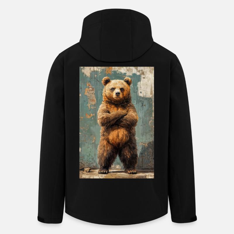 Illustration eines Bären - Recycelte Männer Softshell-Jacke von Stanley/Stella - Schwarz