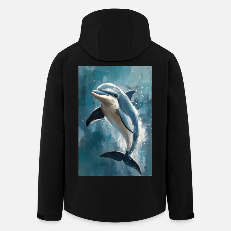 Illustration eines Delfins - Recycelte Männer Softshell-Jacke von Stanley/Stella - Schwarz
