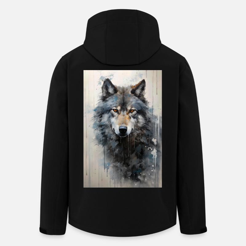 Illustration of a wolf - Men’s Recycled Softshell Jacket by Stanley/Stella - black