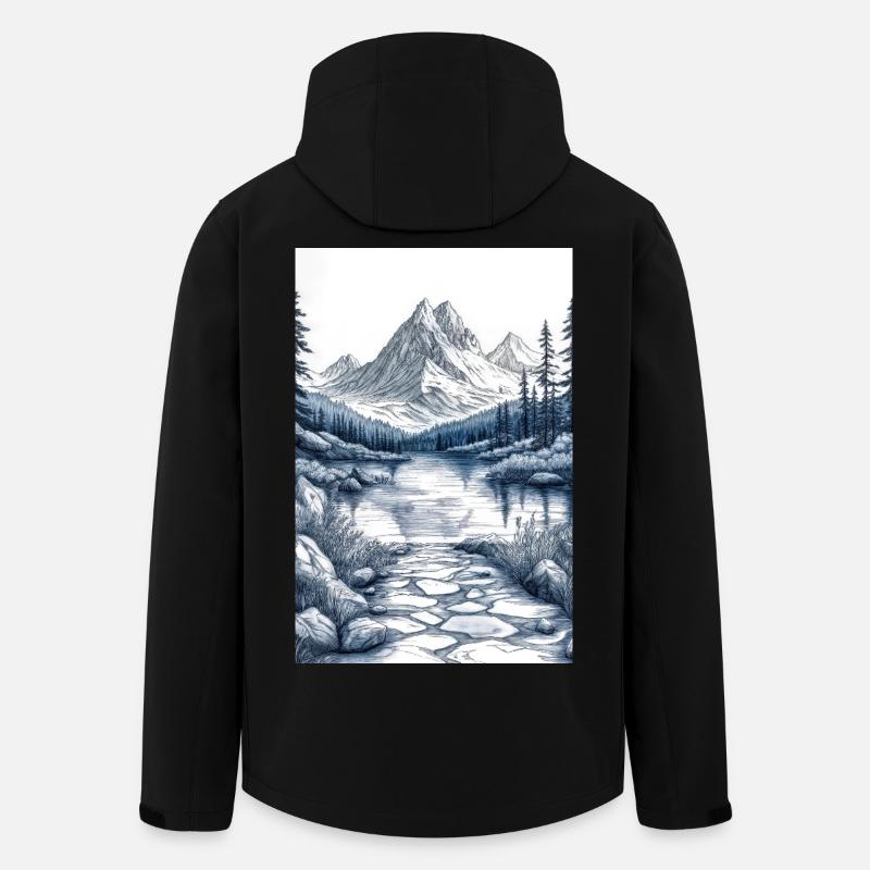 Illustration of a Mountain Landscape  - Veste softshell homme en polyester recyclé Stanley/Stella - noir