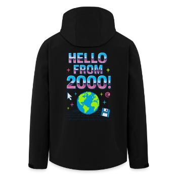 Hallo aus der Retro Neon Erde der 2000er Jahre - Recycelte Männer Softshell-Jacke von Stanley/Stella - Schwarz - Hinten - AI Model Male 185 light (185cm)