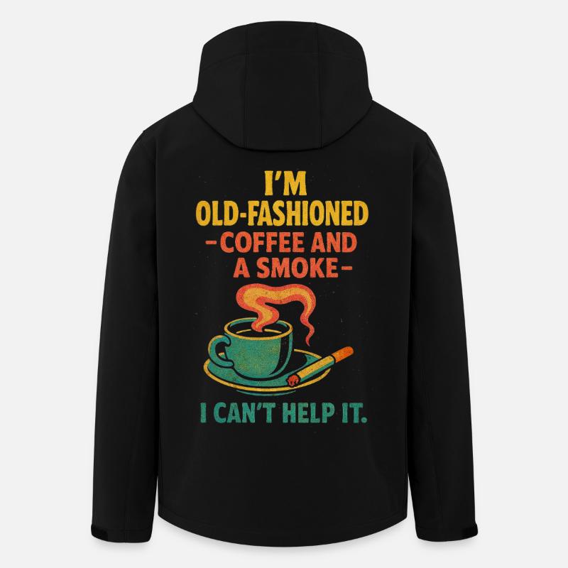 Altmodischer Kaffee und eine Zigarette - Recycelte Männer Softshell-Jacke von Stanley/Stella - Schwarz