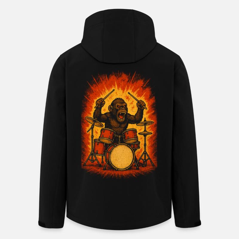Monkey drummer on fire - Men’s Recycled Softshell Jacket by Stanley/Stella - black