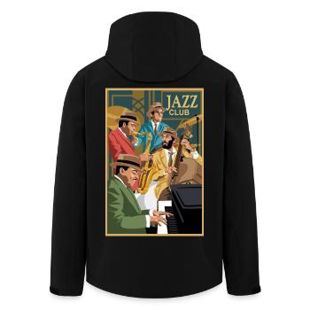 Jazzclub - Recycelte Männer Softshell-Jacke von Stanley/Stella - Schwarz - Hinten - AI Model Male 185 light (185cm)
