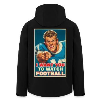 Americcna Football - Men’s Recycled Softshell Jacket by Stanley/Stella - black - Back - AI Model Male 185 light (185cm)