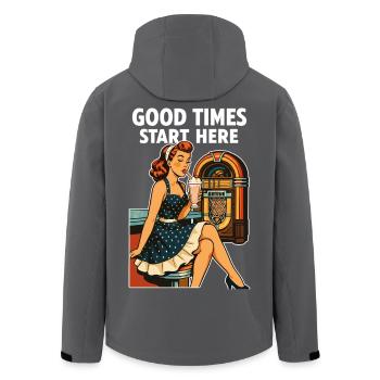 Rockabilly 50er Diner Milchshake Jukebox Retro  - Recycelte Männer Softshell-Jacke von Stanley/Stella - Schwarz - Hinten - AI Model Male 185 light (185cm)