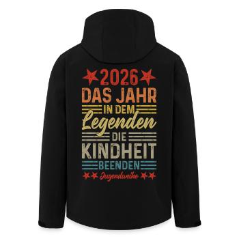 2026 Das Jahr in dem Legenden die Kindheit beenden - Recycelte Männer Softshell-Jacke von Stanley/Stella - Schwarz - Hinten - AI Model Male 185 light (185cm)