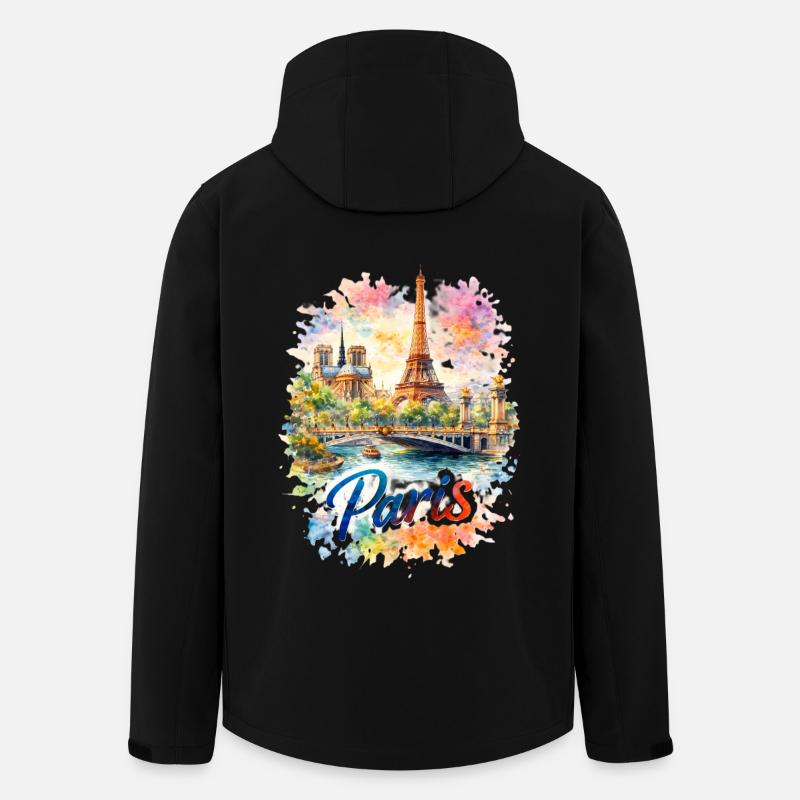 Paris Aquarell Skyline - Recycelte Männer Softshell-Jacke von Stanley/Stella - Schwarz