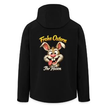 Frohe Ostern ihr Hasen lustiger Osterhase - Recycelte Männer Softshell-Jacke von Stanley/Stella - Schwarz - Hinten - AI Model Male 185 light (185cm)