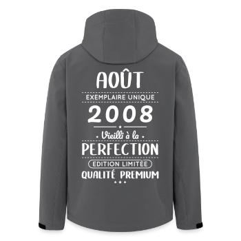 Anniversaire 18 ans - Août 2008 Perfection - Veste softshell homme en polyester recyclé Stanley/Stella - noir - Dos - AI Model Male 185 light (185cm)
